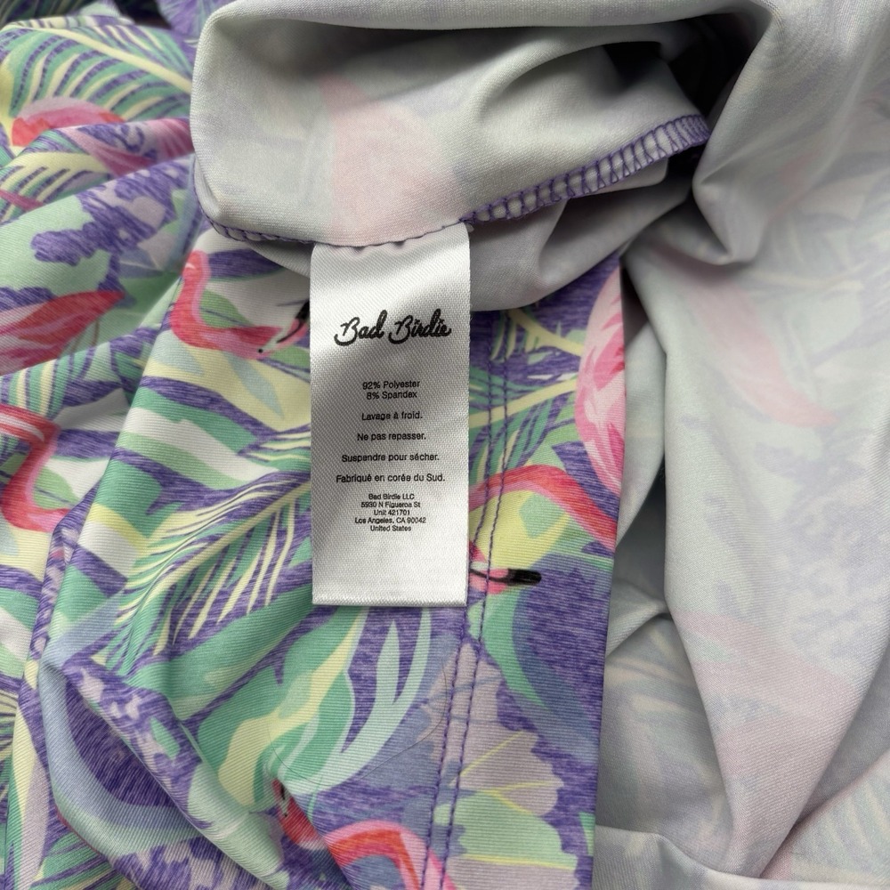 Bad Birdie Performance Polo Shirt Men's XL Flamingo All Over Print Floral Golf - Picture 9 of 11